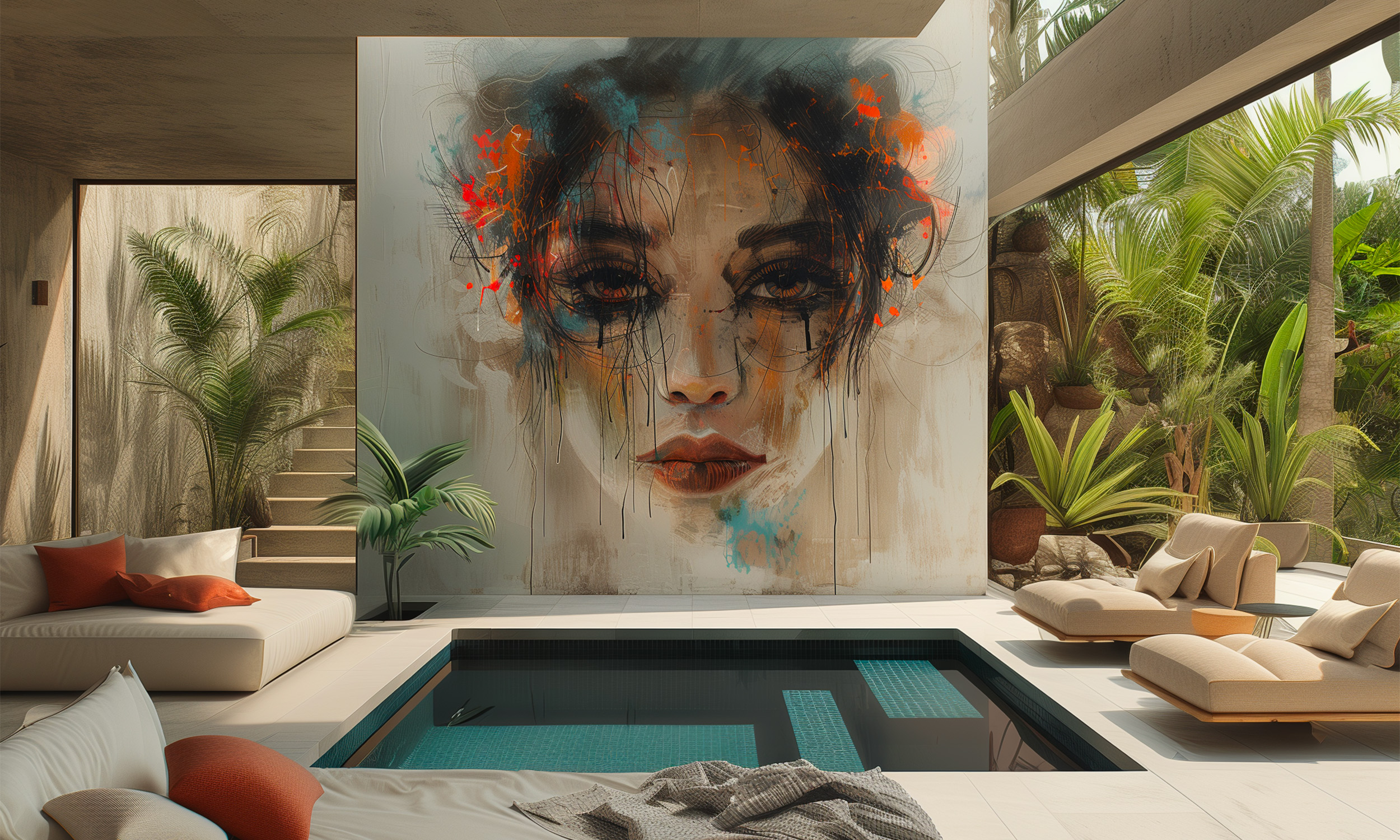 Progetto piscina esterna area relax