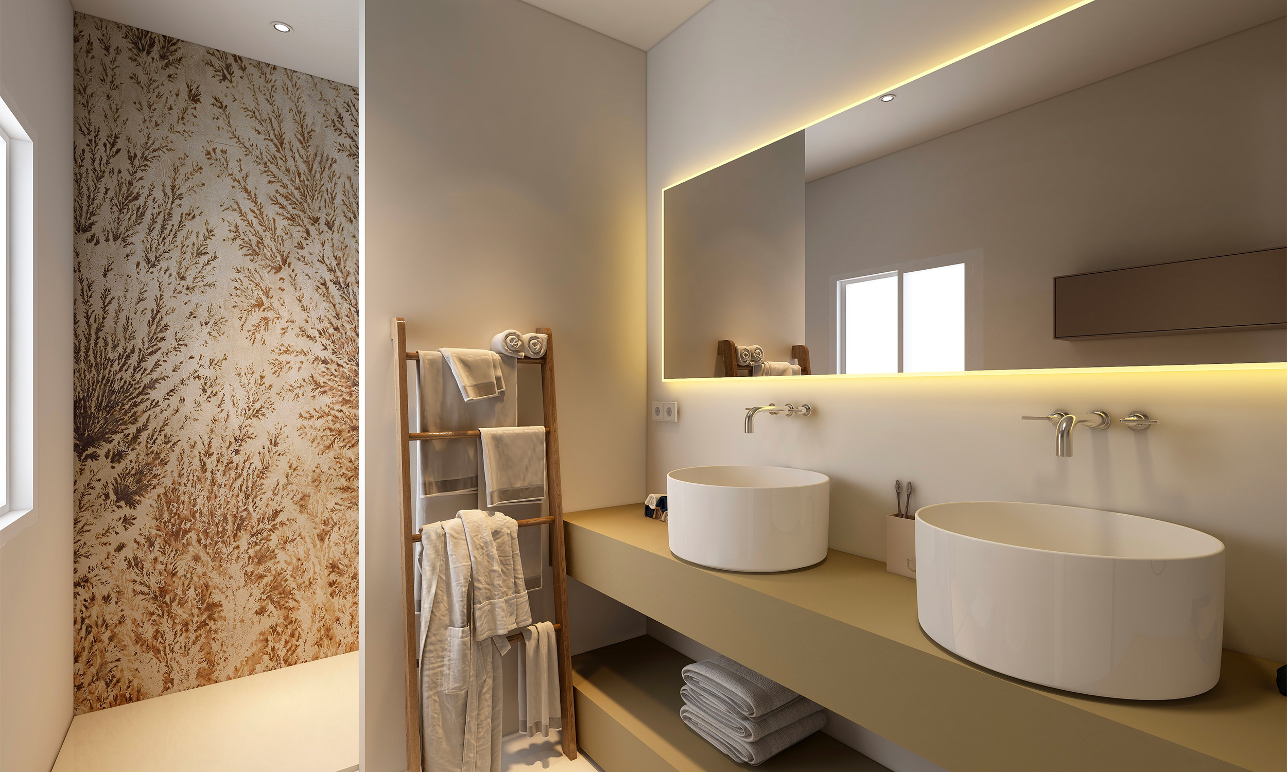 Progetto bagno grande specchio retroilluminato
