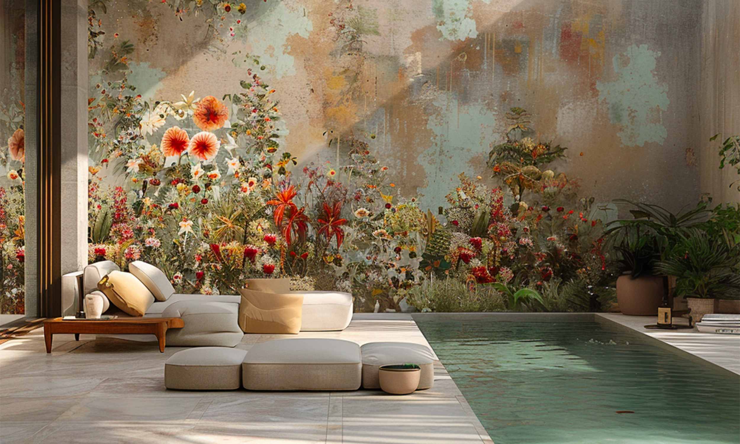 Progetto piscina esterna area relax